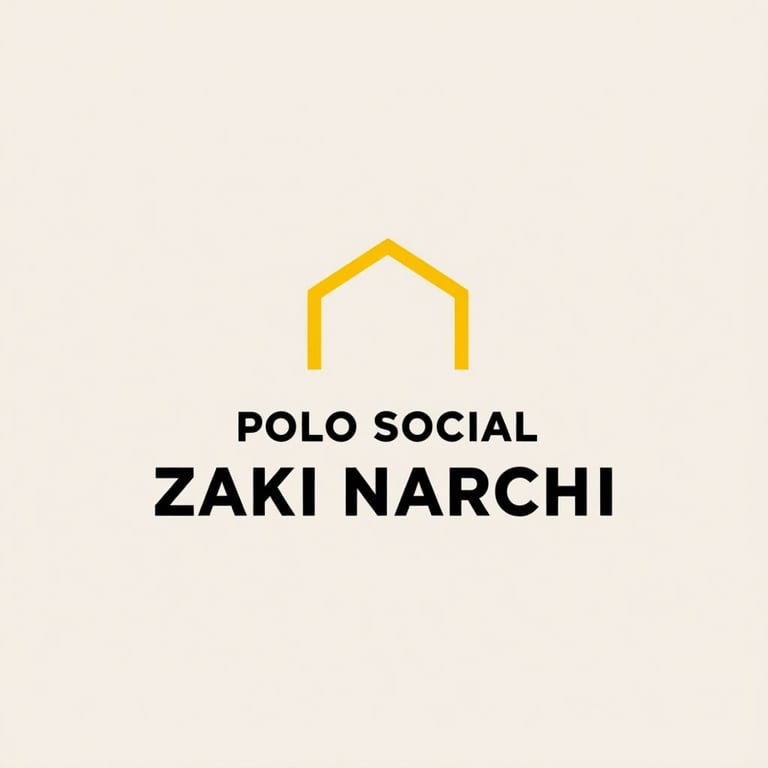 Logo do Polo Social Zaki Narchi com ícone de casa amarela